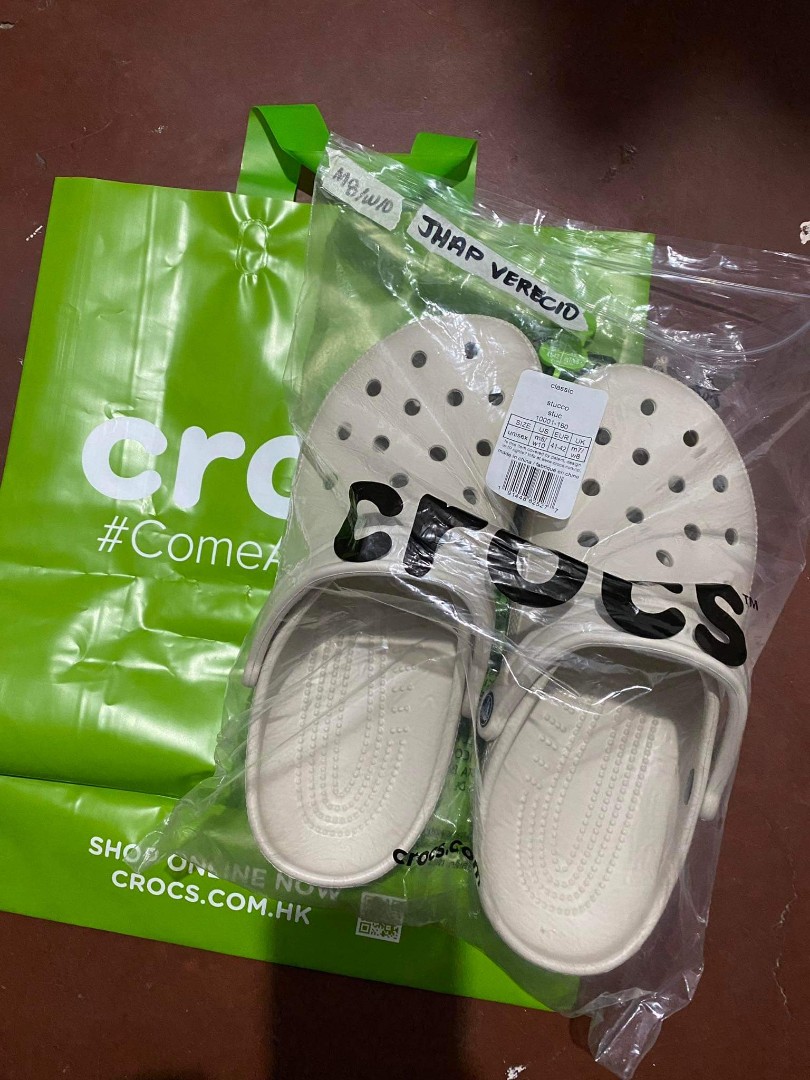 Crocs Classic Clog - Stucco M8/W10, Women's Fashion, Footwear, Slippers ...