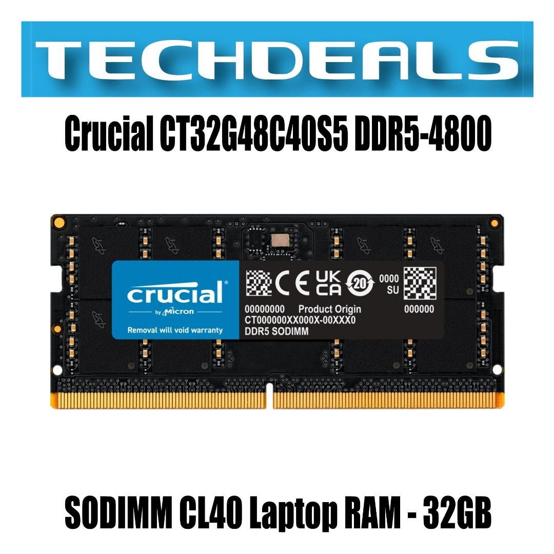 Crucial CT32G48C40S5 - 32 GB - 1 x 32 GB - DDR5 - 4800 MHz - 262 - pin SO - DIMM - Arbeitsspeicher main image 1