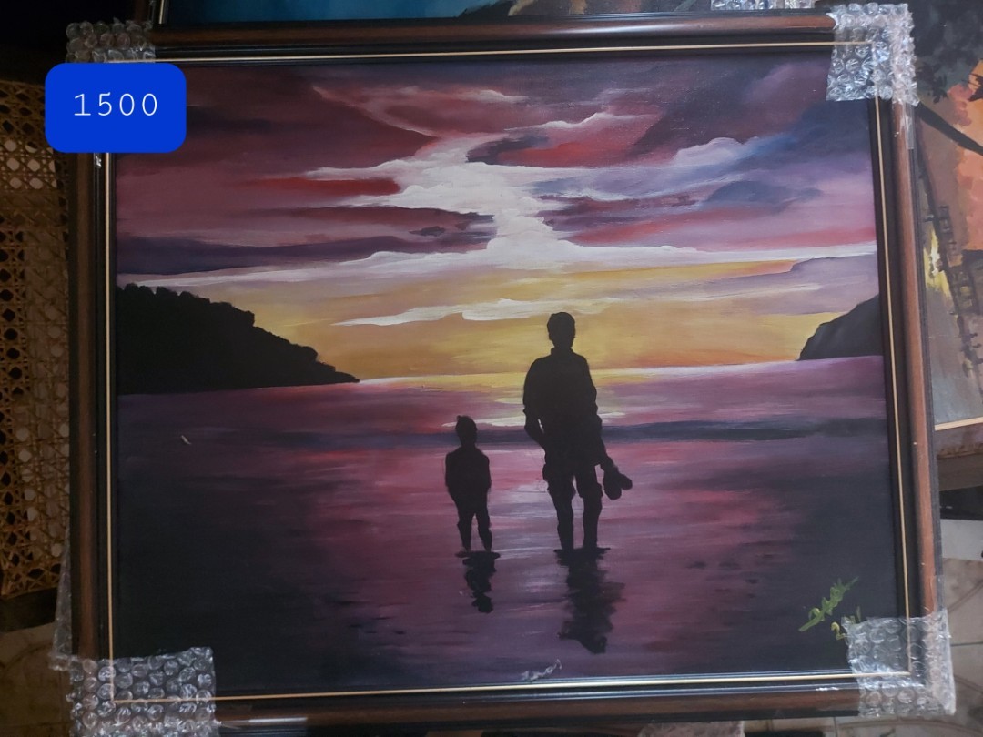 Father And Sun Sunset Acrylic Painting Hobbies Toys Stationary