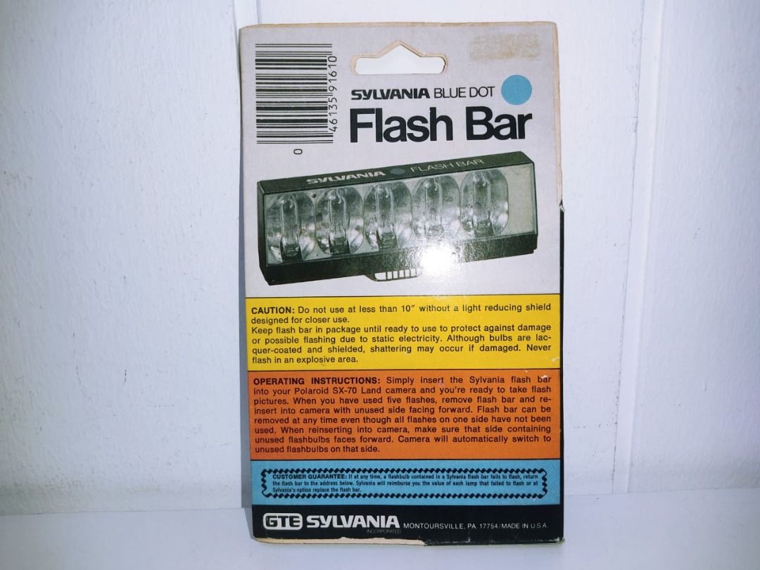 14) GTE Vintage Sylvania Flash Bar 600 Polaroid 600 Camera 10-Flashes