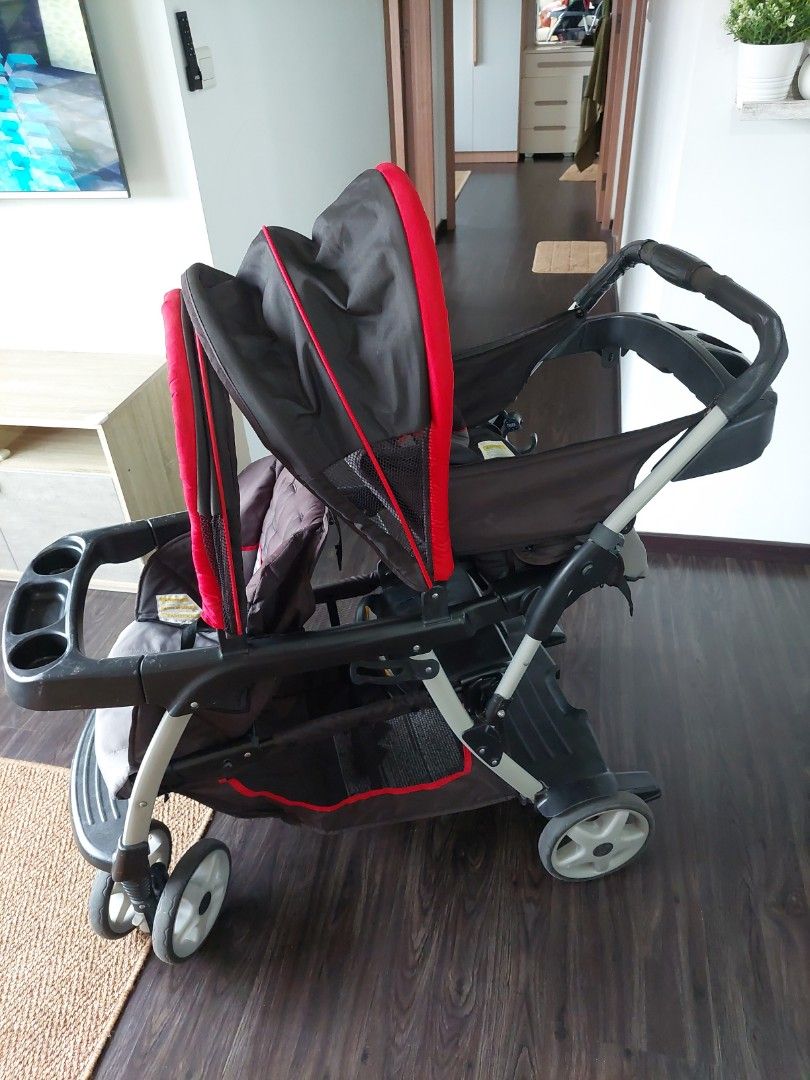 Graco double online stroller red