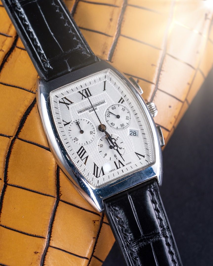 Handmade Hand stitched Watch Strap in Jet Black Crocodile Leather For Client s Frederique Constant Watch