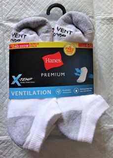 Hanes Socks No Show 6+2 Pack Premium X-Temp White NewUSA