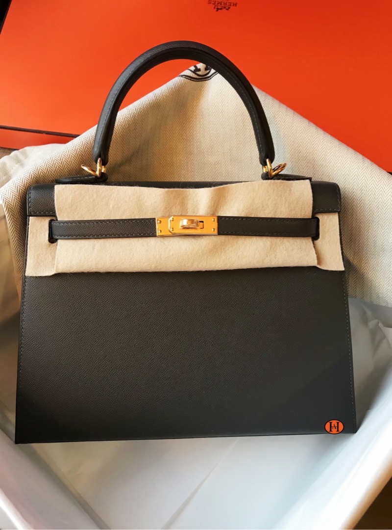 Hermes Mini kelly 20 Graphite Epsom Palladium Silver HW U Stamp