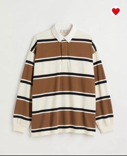 H&M Brown Cotton Rugby Shirt / Long Sleeves