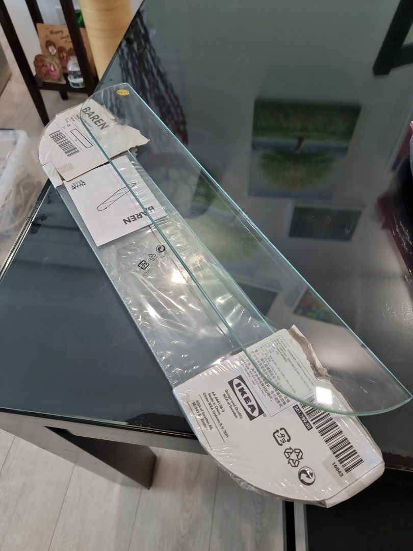 ikea baren glass shelves, Furniture & Home Living, Home Improvement