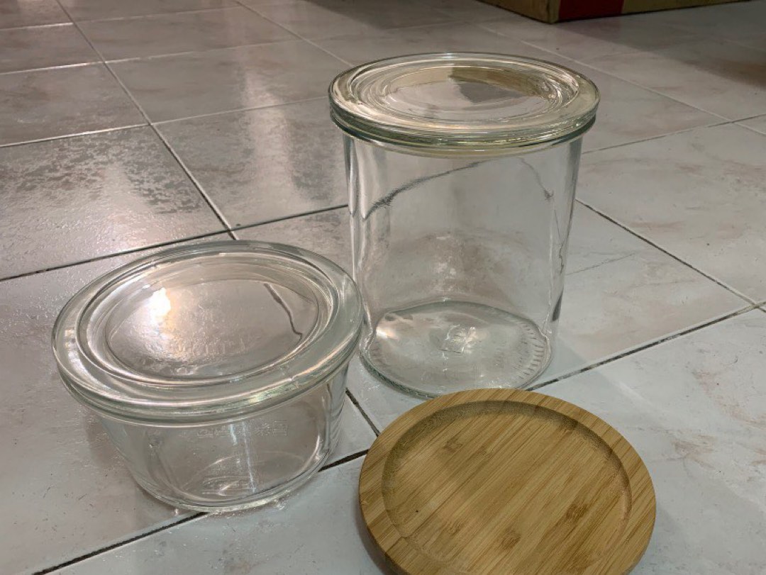 2 IKEA glass storage containers, Furniture & Home Living, Kitchenware