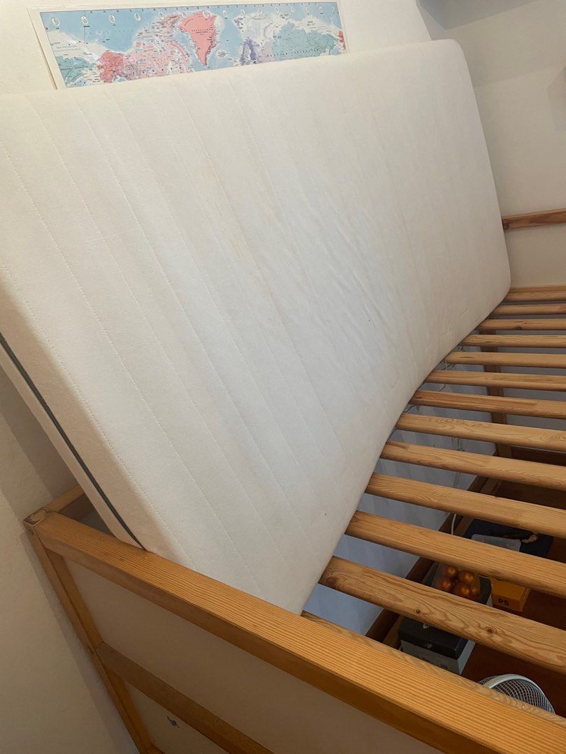 IKEA Kura kid child reversible bed and mattress, Furniture & Home