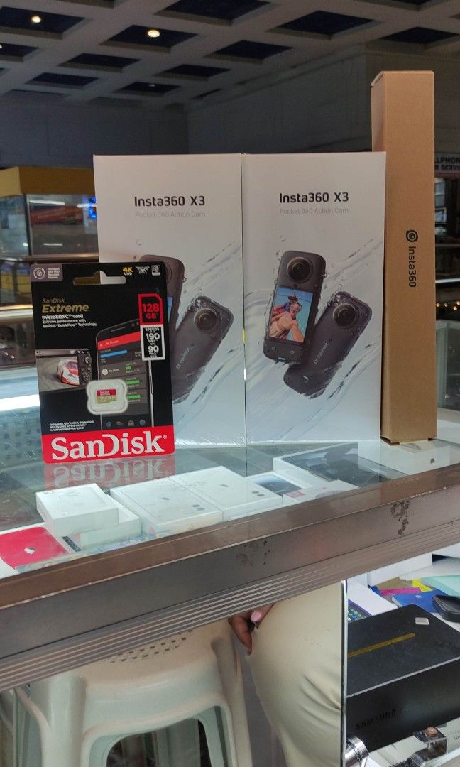 Insta 360 x3 (Category: Video Cameras) located in San Juan City. Submitted by nerizapagara (Listing ID 1210673122, Image 1). Description: 26000 unit only 27800 unit with stick 29,000 unit,stick, 128 memory 1 year warranty we have store. allsite marketing unit 6 upper level theatre mall greenhills.