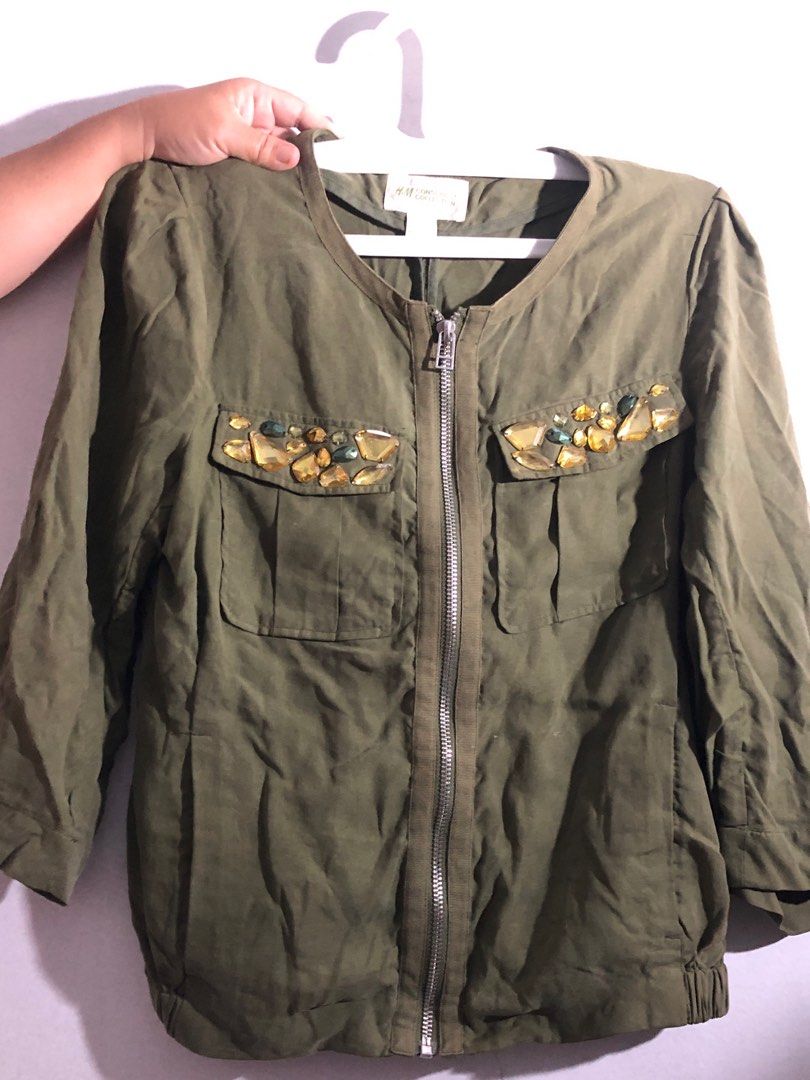 Jaket Hnm conscious collection jeweled bomber Fesyen Wanita