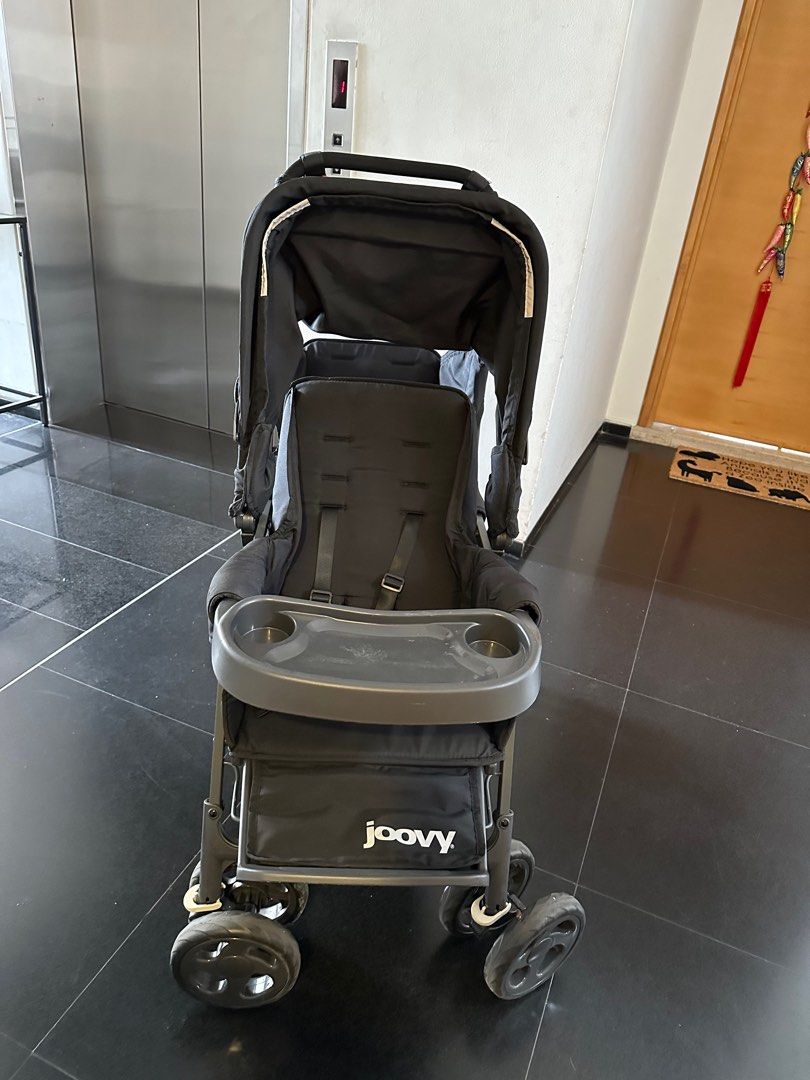 JOOVY Caboose Too Ultralight Graphite StandOn Tandem Stroller, Black, Babies & Kids, Going Out