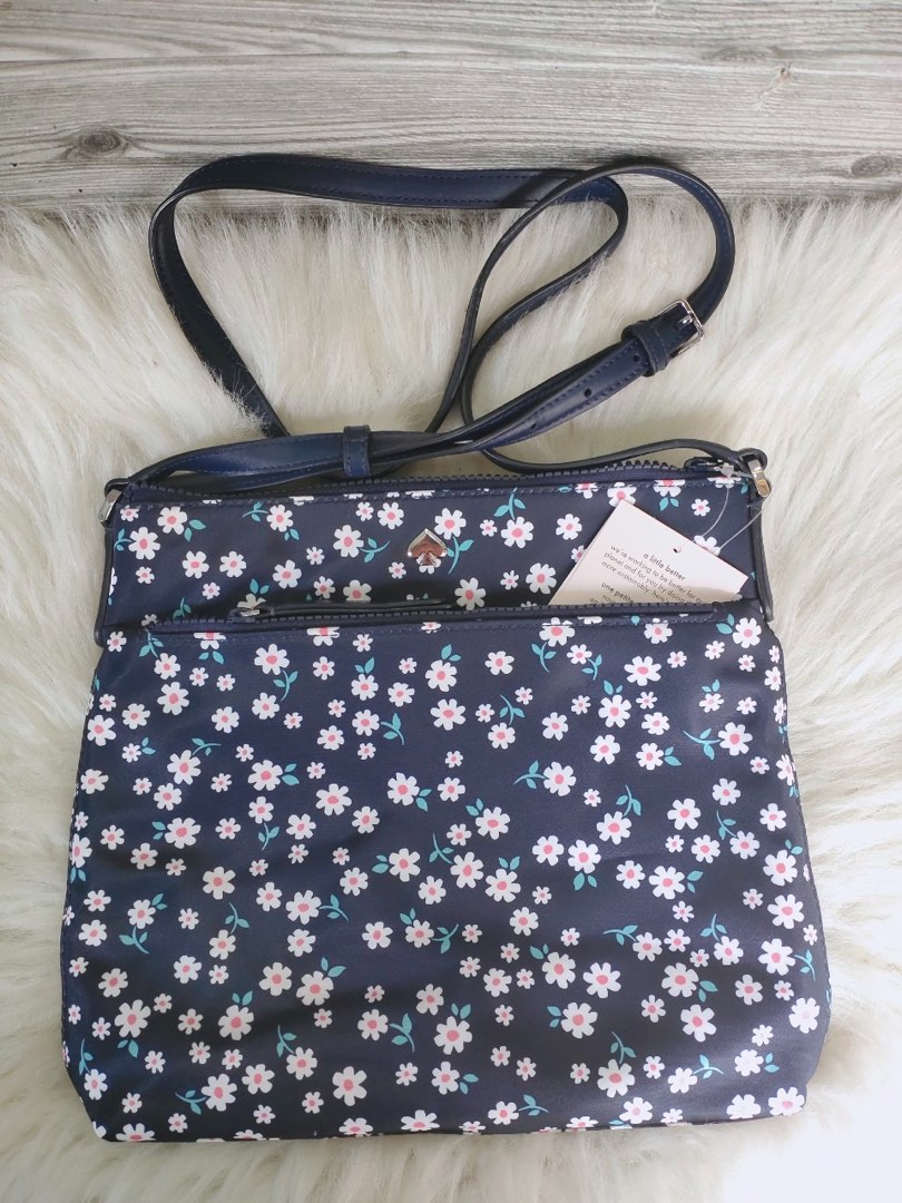 Kate spade jae flat crossbody bag blue floral felurette toss multi
