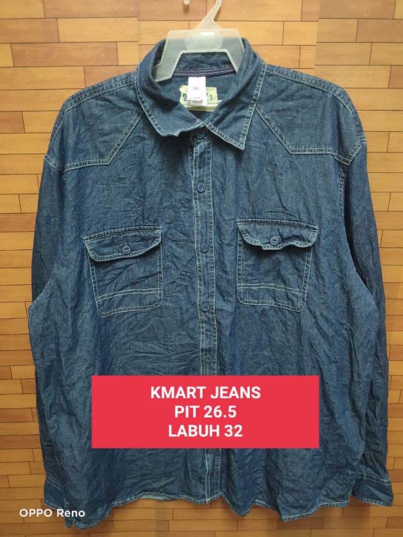Kemeja Jeans Kmart Brand, Men's Fashion, Tops & Sets, Tshirts & Polo Shirts  on Carousell