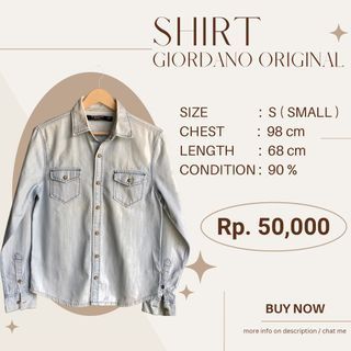 KEMEJA PRIA ORI GIORDANO LENGAN PANJANG - LIGHT BLUE DENIM
