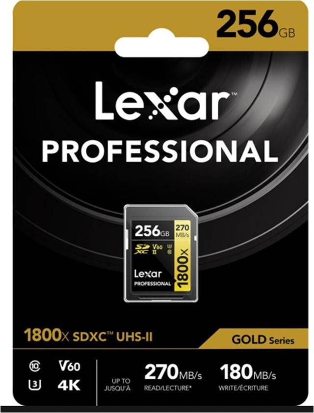 Lexar SDXC Professional 1800x UHS-II Flash Memory Card 256GB, 手提