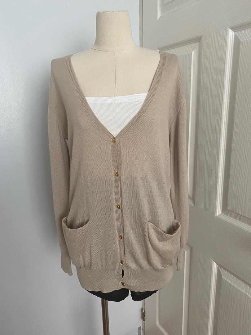 Fine Knitted Cardigan Dress Light Brown