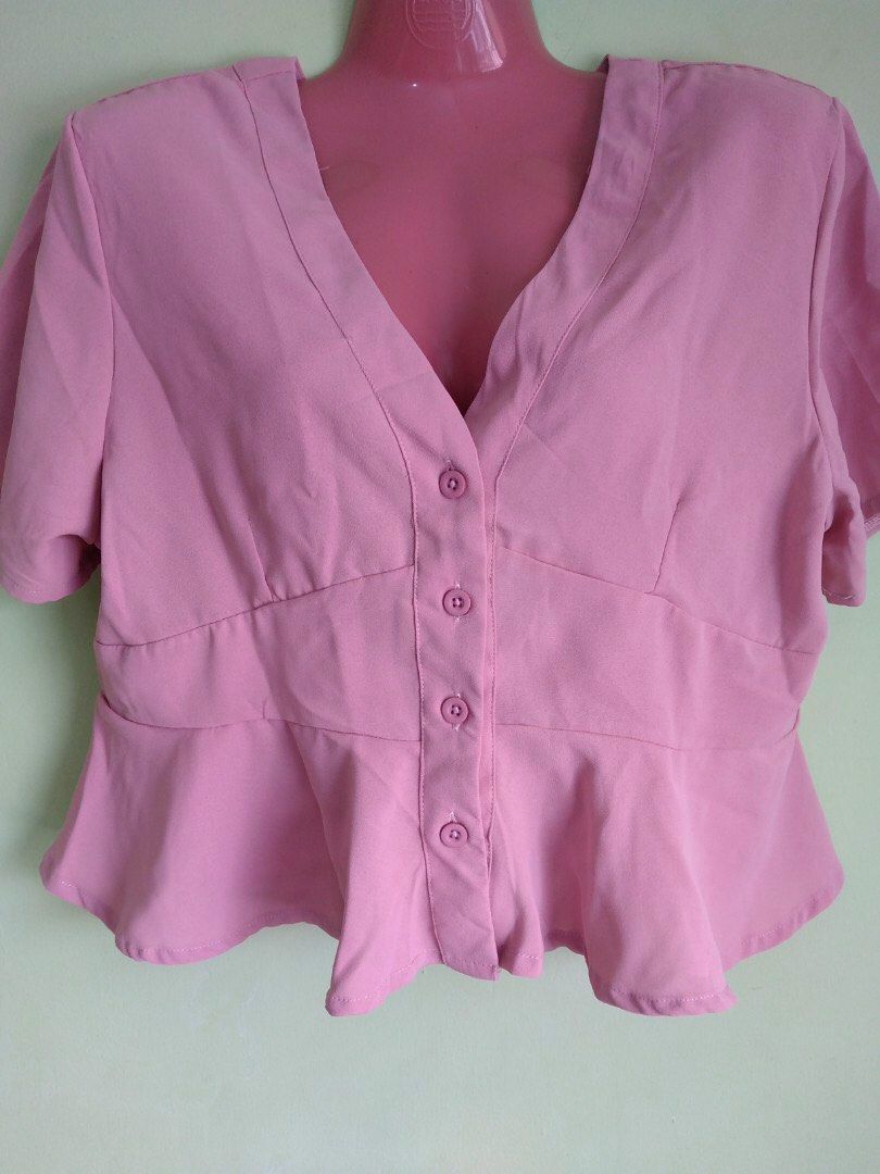 Light Pink Office Blouse, Women's Fashion, Tops, Blouses on Carousell