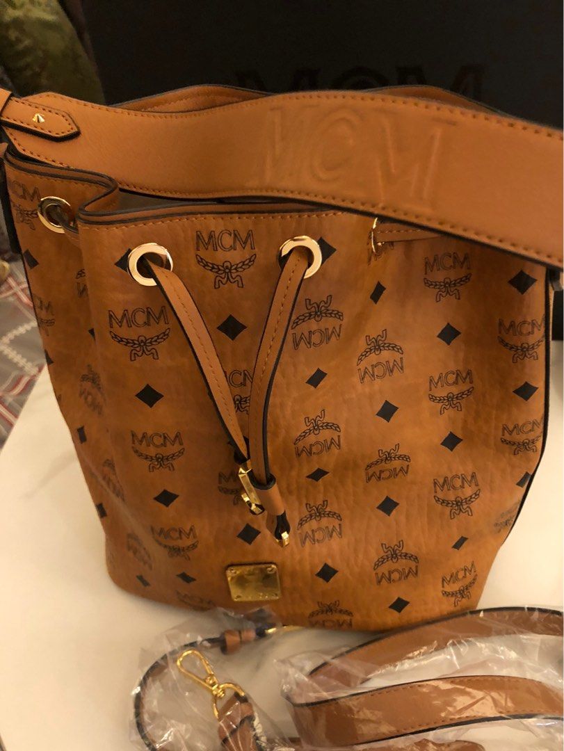 Like New MCM Visetos Essential Small Bucket Bag