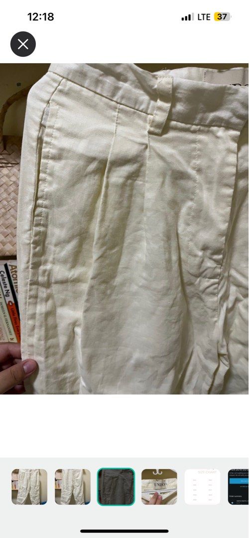 UNDO Studio Linen Cream Pleated Trousers Pants (Category: Other Bottoms) located in Quezon City. Submitted by _prelovedbym (Listing ID 1210628984, Image 3). Description: UNDO Studio Mista Pants (Pleated Trousers) Cream / Off White - crisp linen Can't be bought anymore Size Large Condition: 10/10, used once Waist - 15" laid flat Length-38.5" SRP: 2495 Helping tags: araw the line kasikas anika studio 17 studio seventeen munimuni halohalo halo halo 