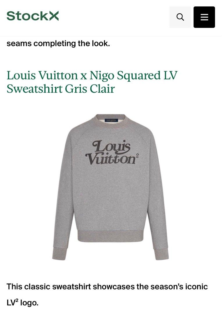 Louis Vuitton X Nigo Squared LV Sweatshirt Gris Clair for Women