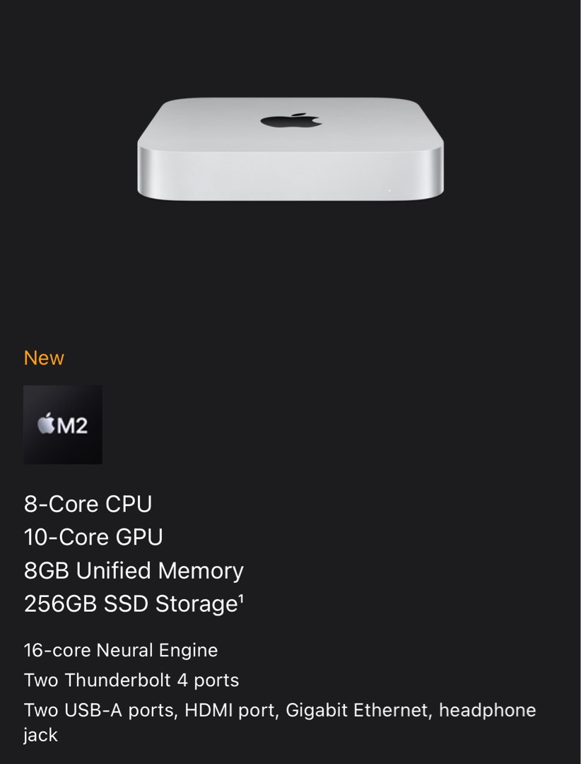Mac mini(M2) メモリー8GB ストレージ256GB
