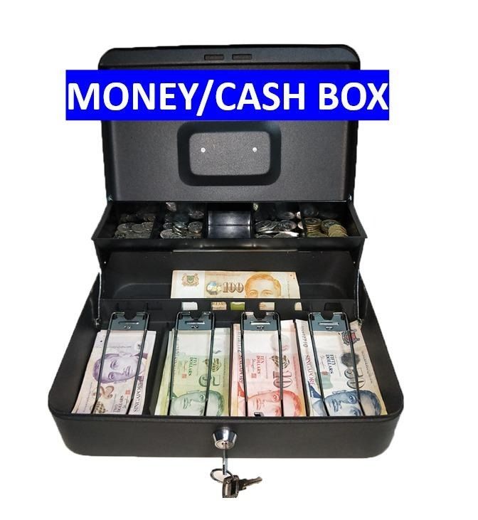 Metal Cash Box with Key Lock (Portable) [Dual Tier] , cash drawer