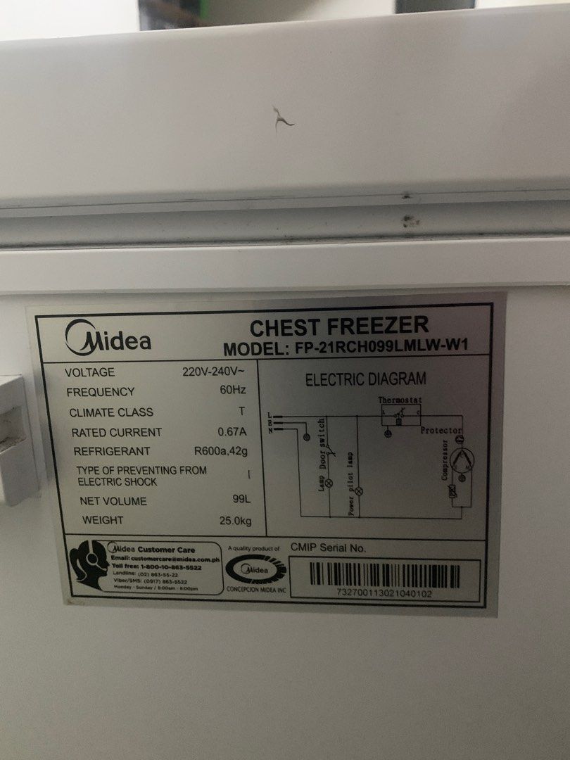 MIDEA CHEST FREEZER 3.5 cuft INVERTER TYPE, TV & Home Appliances
