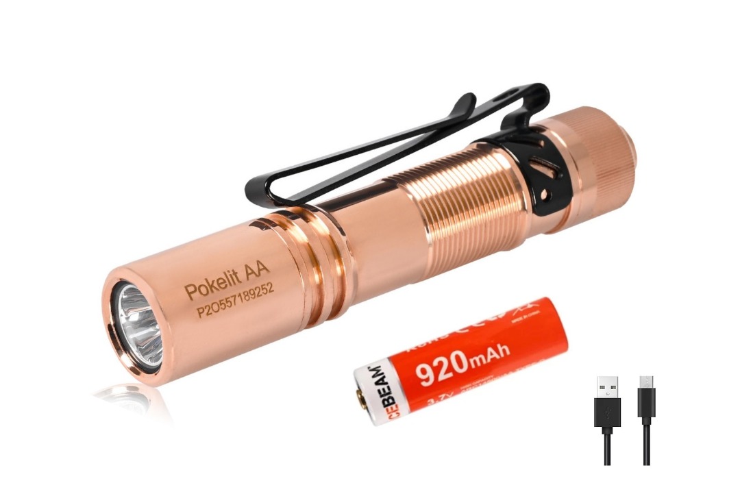 MPower} AceBeam Pokelit AA CU Copper 銅版USB 充電550 流明LED Flashlight Torch 電筒-  原裝行貨, 運動產品, 行山及露營- Carousell
