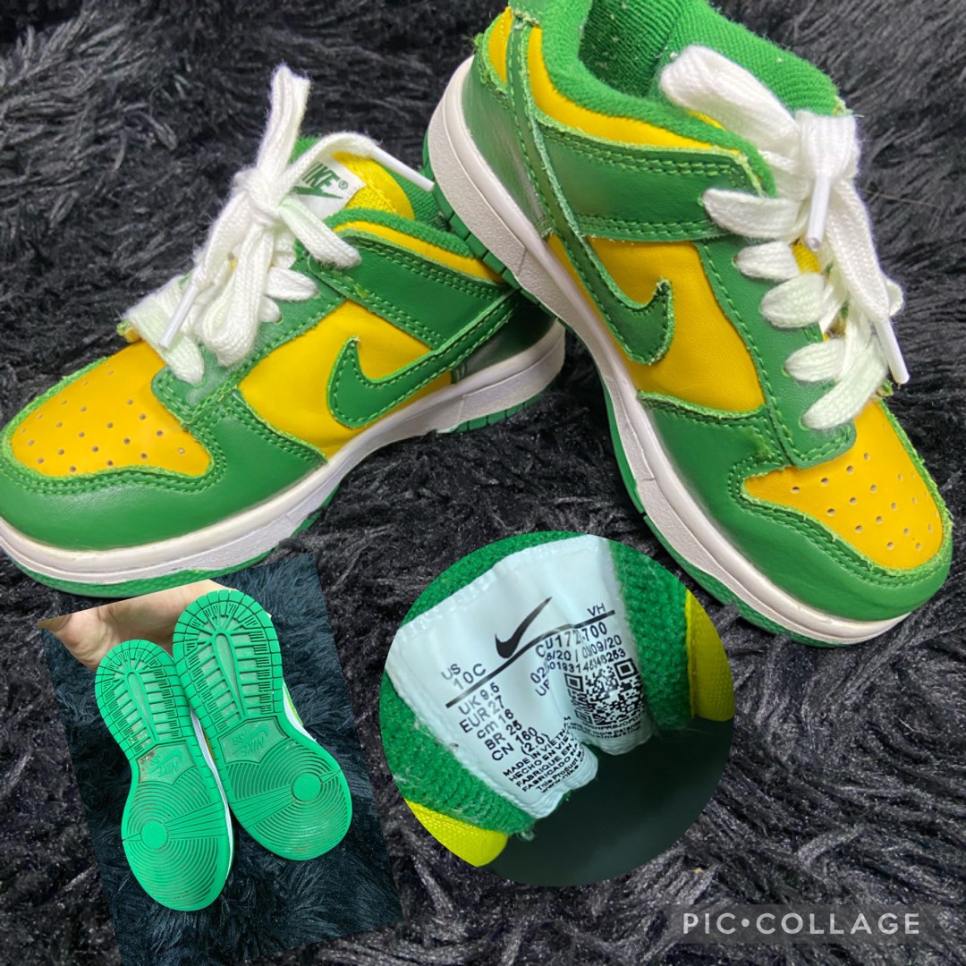 nike dunk low green yellow