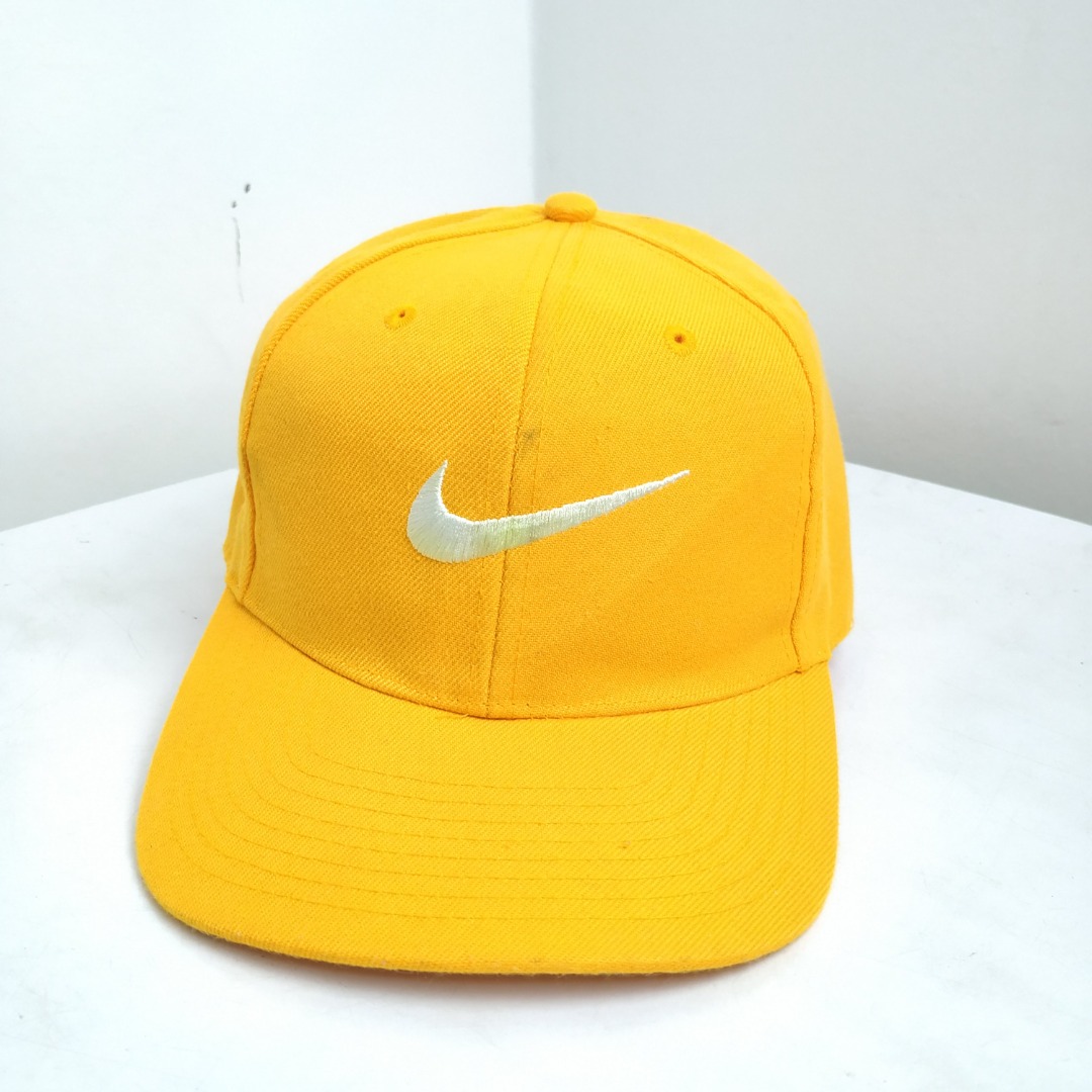 NIKE SWOOSH FULL CAP HAT YELLOW RARE COLOR BOOTLEG SIZE ADULT