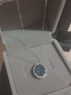 Blue diamond round necklace (Rare) with FREE Authentic 30mL Salvatorre Ferragamo Perfume