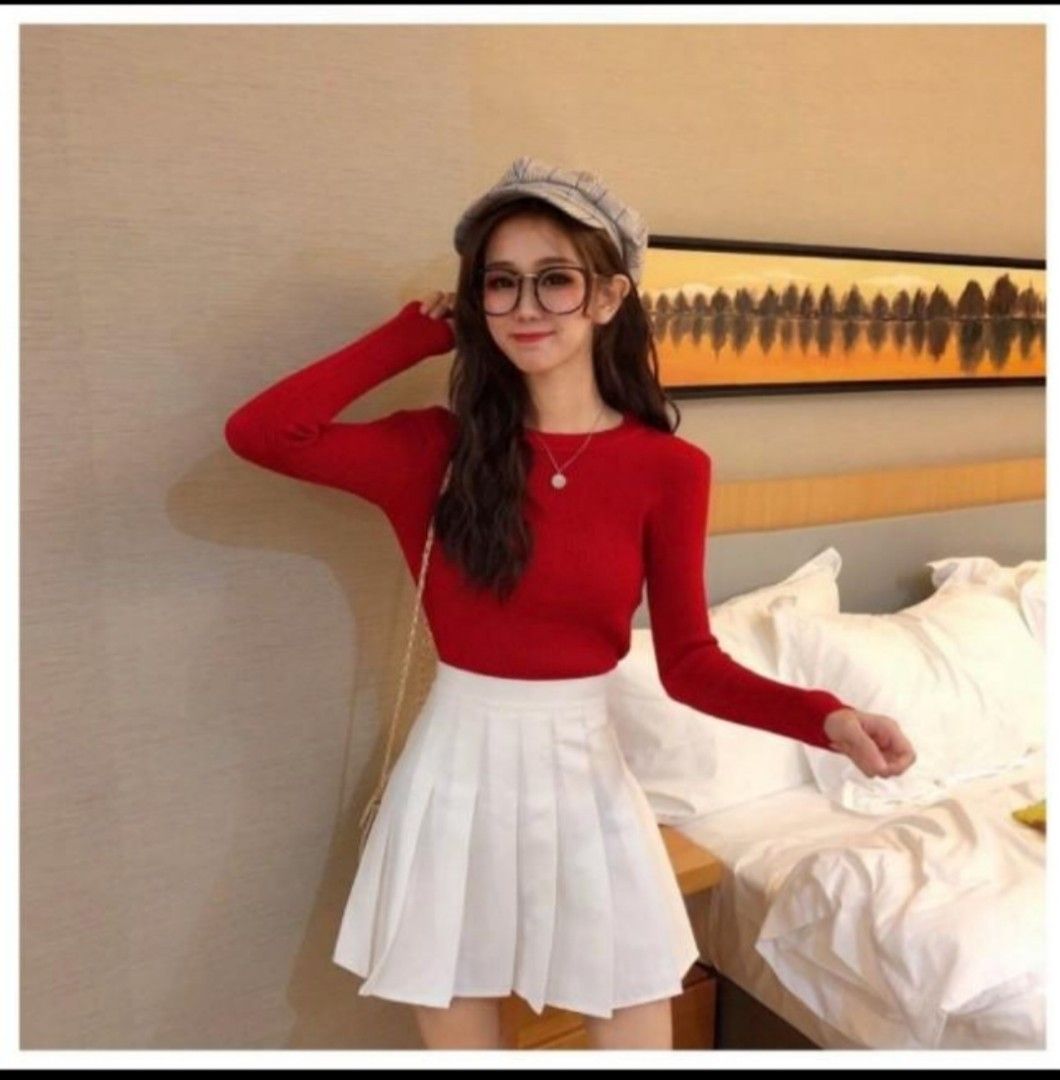 Red on sale korean outfit