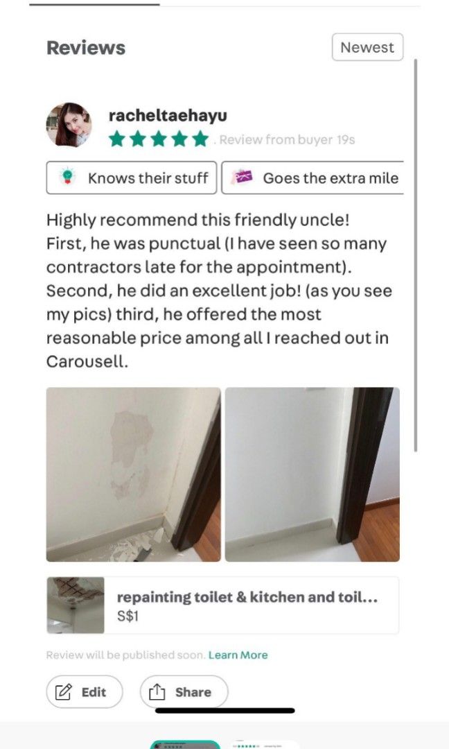 repainting toilet & kitchen and toilet ceilings plastering painting and