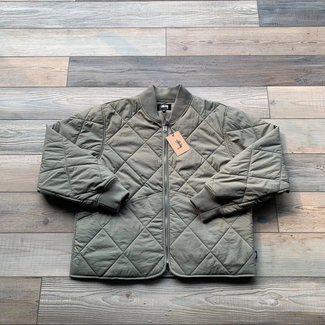 Men's quilted patch bomber jacket hot sale