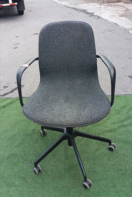 T47G Kerusi IKEA LANGFJALL Height Adjustable Arm Chair w/wheels Grey