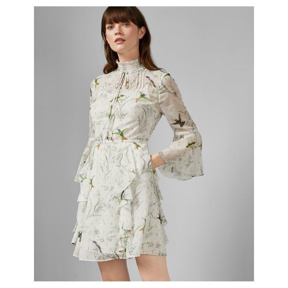 Ted baker white ruffle cheap dress