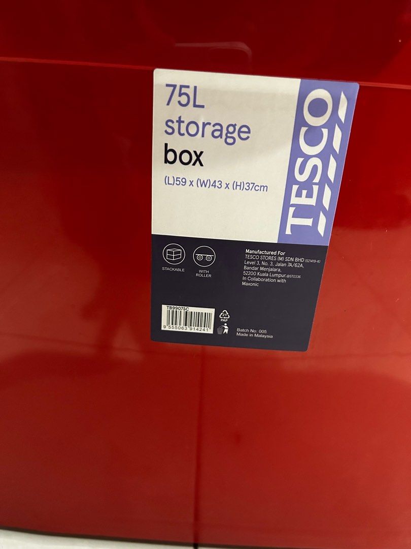Tesco storage boxes 75l, Furniture & Home Living, Home Improvement
