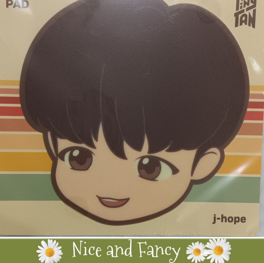 Tiny Tan JHOPE Dynamite Mouse Pad (Category: Mouse & Mousepads) located in Quezon City. Submitted by niceandfancy (Listing ID 1144210064, Image 1). Description: *A mouse pad with TinyTAN faces. It can double as a cute decorative item on your desk. *100% Authentic BTS Product *Material: PVC, Polyurethane *Size: 20 x 22cm.