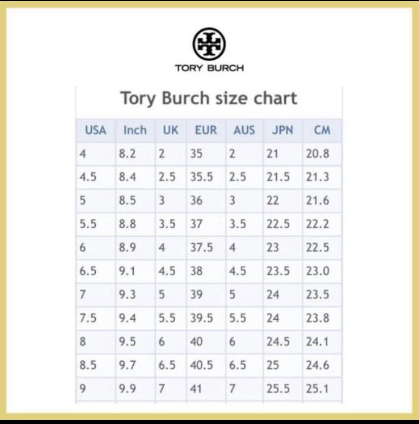 Tory Burch Shoe Size Chart: Are They Good? - The Shoe Box NYC