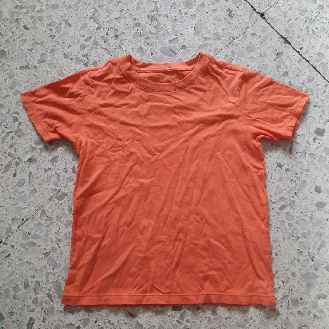 Uniqlo Kids Plain Orange Shirt Tee Tshirt, Babies & Kids, Babies & Kids ...