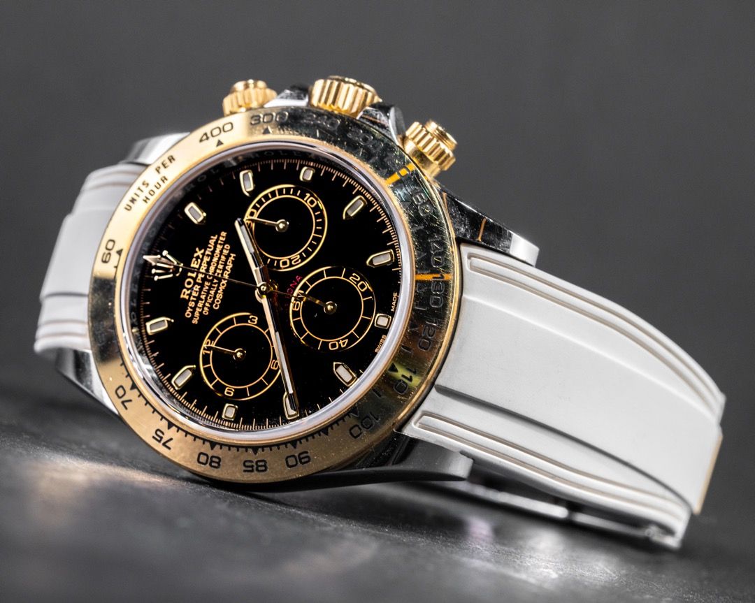 Vulcanised FKM Rubber Strap by Solitaire in Snowy White for Rolex Daytona 116503 116523
