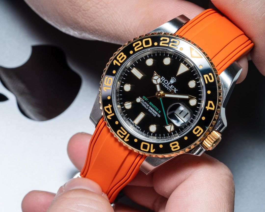 Vulcanised FKM Rubber Strap in Zesty Orange by Solitaire for Rolex