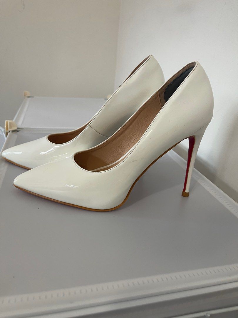 White heels 10cm Women s Fashion Footwear Heels on Carousell