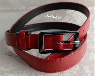 Japan Womens Fashion Stylish Casual Faux Leather Metal Pin Buckle Belt RED-33.5-37"