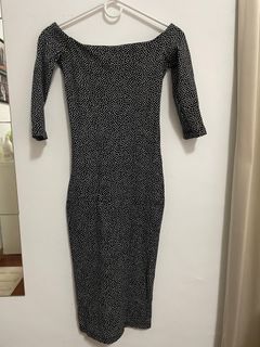 Zara點點平口彈性露背洋裝