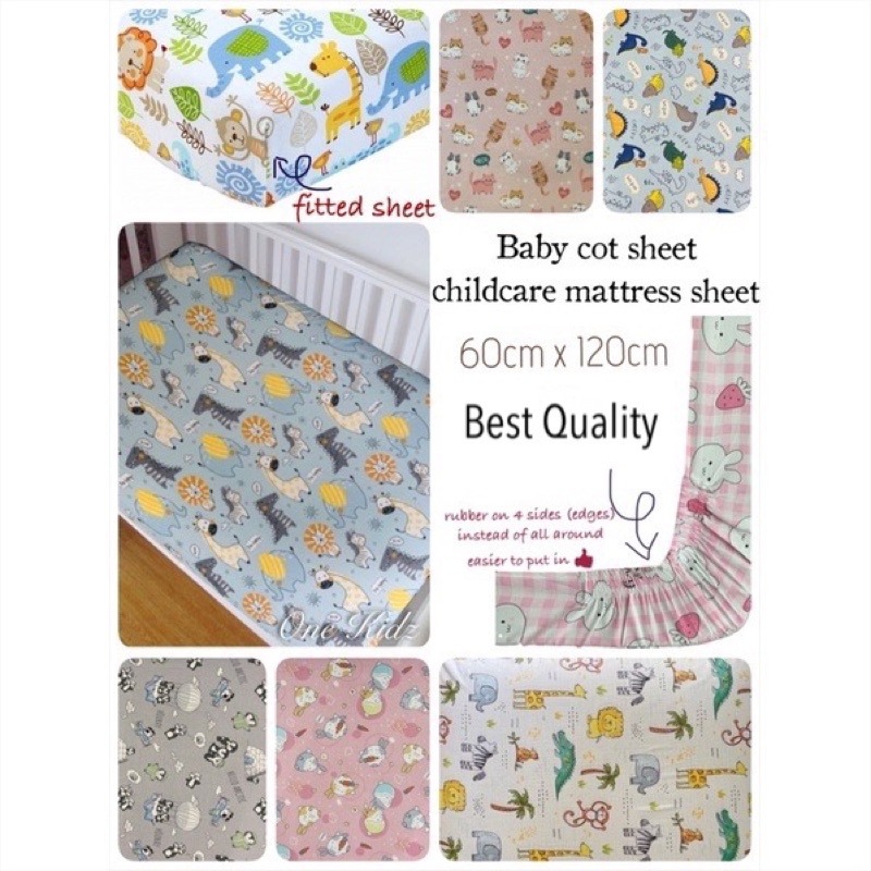 60cm x 120cm baby cot fitted sheet, childcare mattress sheet, Babies