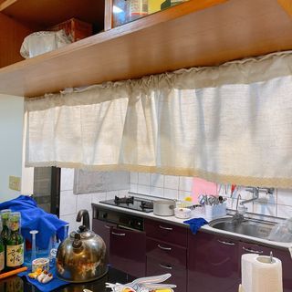 廚房簾 短簾 門簾 麻布 棉麻 裝飾 微透光門簾 遮醜簾 廚房門簾 風水 風水門簾 小窗簾 日式門簾 隔間簾