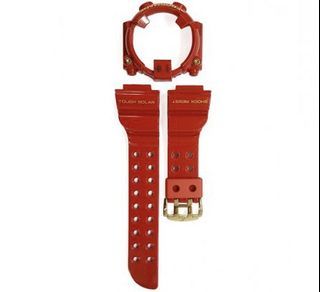 🟡 New Limited Edition Casio G-Shock Band and Bezel with gold studs set for Frogman GF GF-8230A-4 gf8230a-4 rising red watch Gshock frogman casio