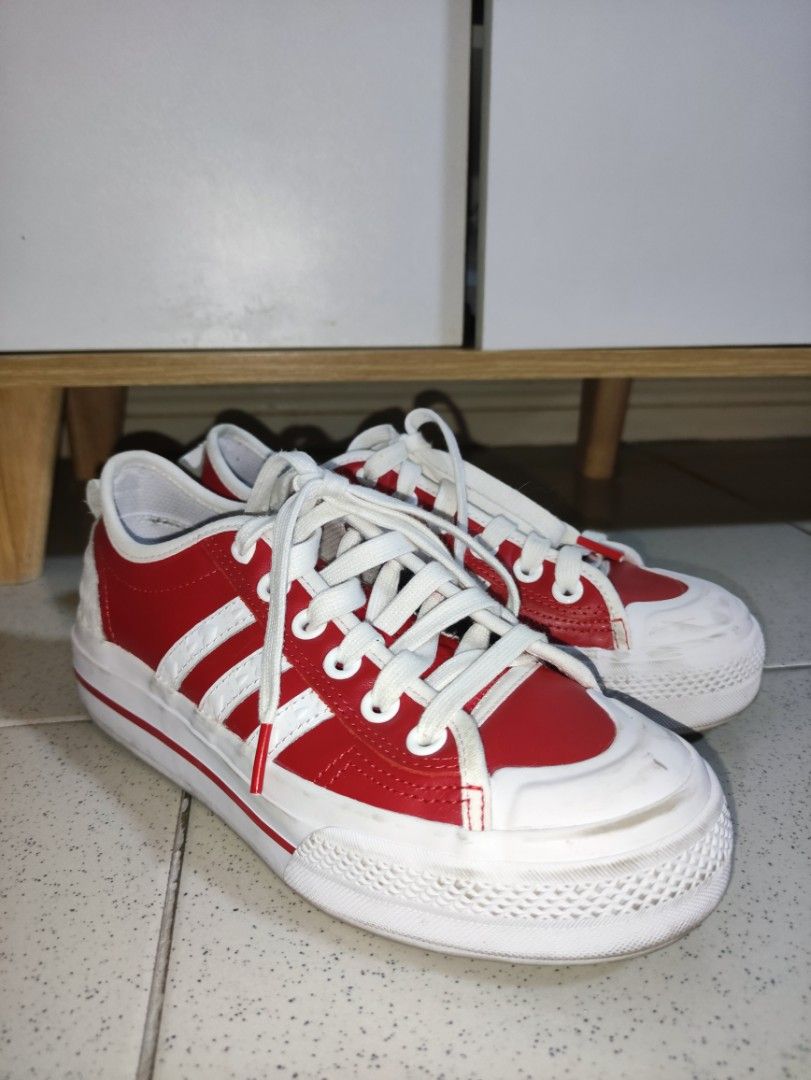 Adidas Nizza Platform in red Women s Fashion Footwear Sneakers on Carousell