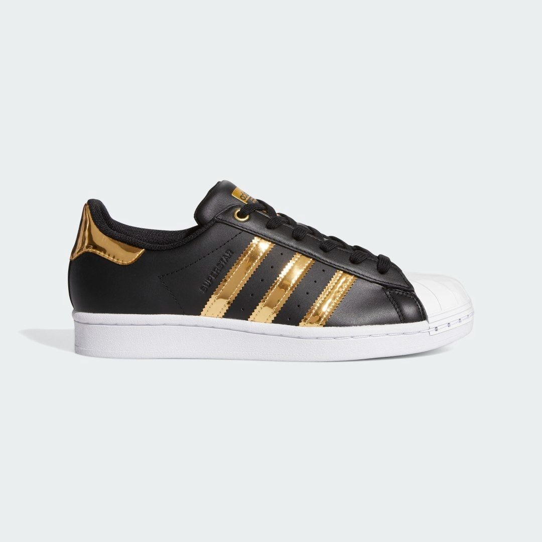 Adidas superstar shoes hotsell black and gold